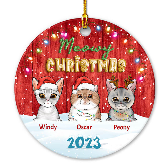 Meowy Christmas Gift For Cat Lovers Personalized Ornament