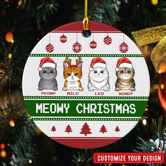 Meowy Christmas Personalized Ornament For Cat Lover