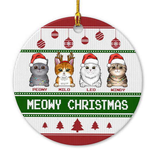 Meowy Christmas Personalized Ornament For Cat Lover