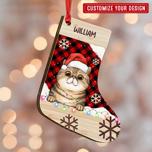 Meowy Christmas Stocking Gift For Cat Lovers Personalized Ornament