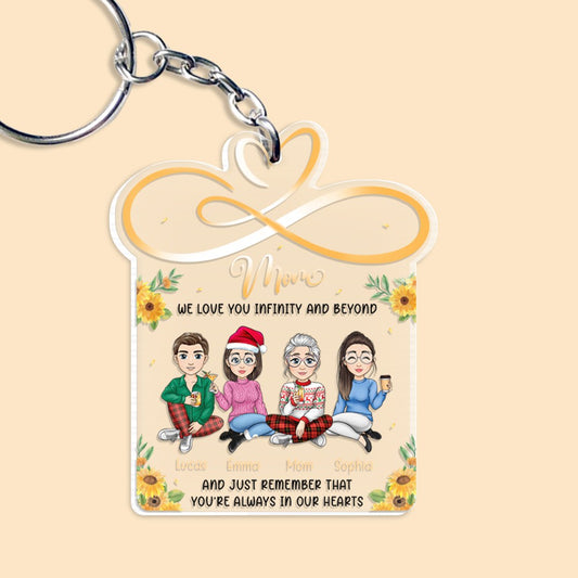 Mom Always In Our Hearts Transparent Personalized Keychain