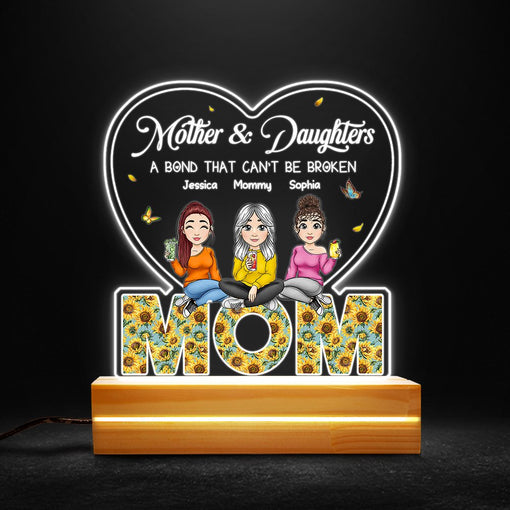 Mom & Daughter Bond Can't Be Broken Heart Custom LED Night Light