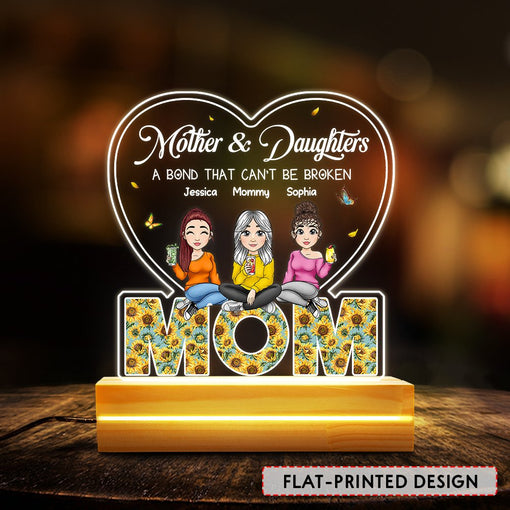 Mom & Daughter Bond Can't Be Broken Heart Custom LED Night Light