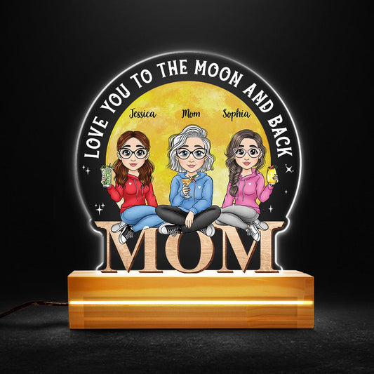 Mom & Daughter Love You To The Moon Personalized LED Night Light