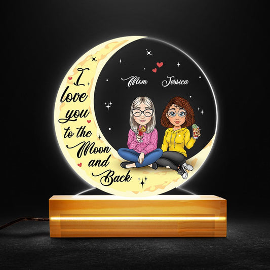 Mom & Daughter Moon Sitting Personalized LED Night Light