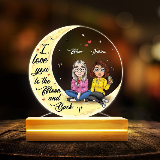 Mom & Daughter Moon Sitting Personalized LED Night Light