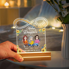 Mom & Daughters Infinity Bond Sunflower Personalized LED Night Light