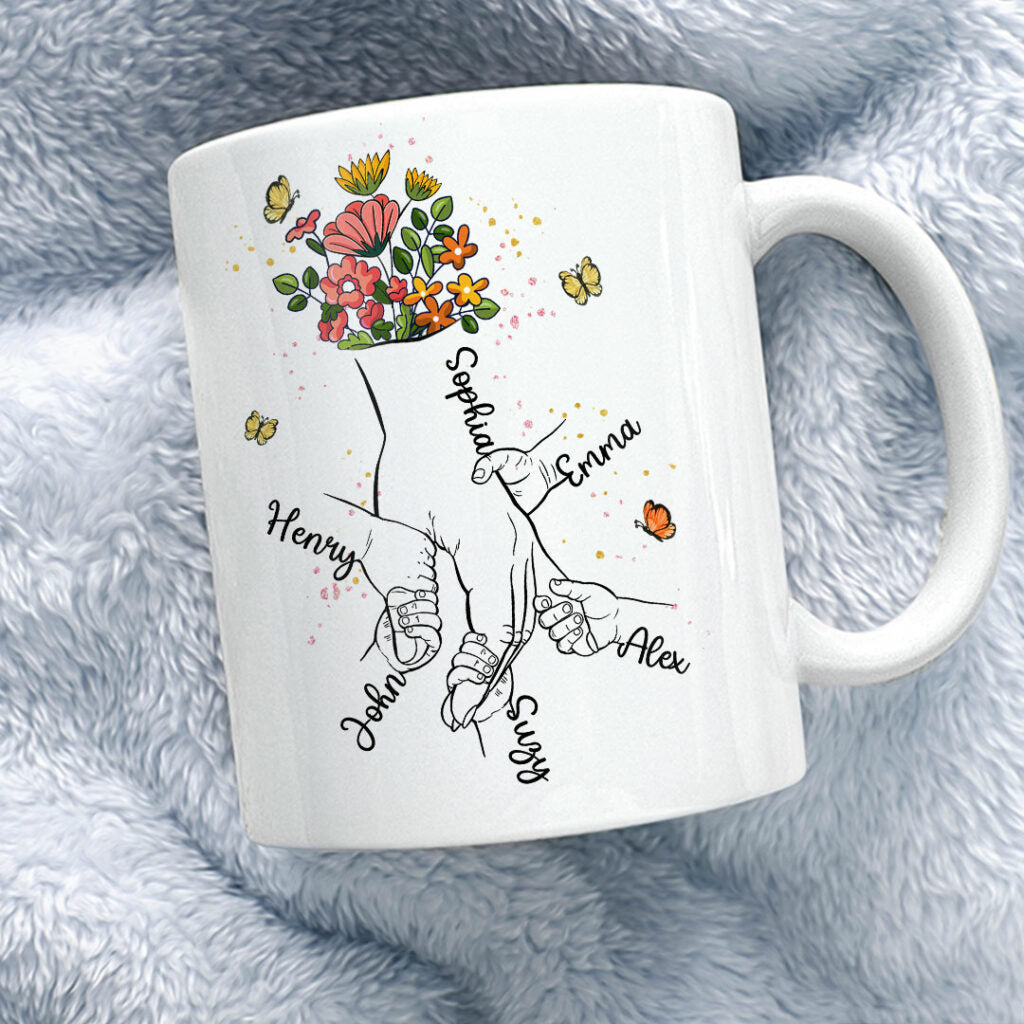 Mom Holding Hands Personalized Mug