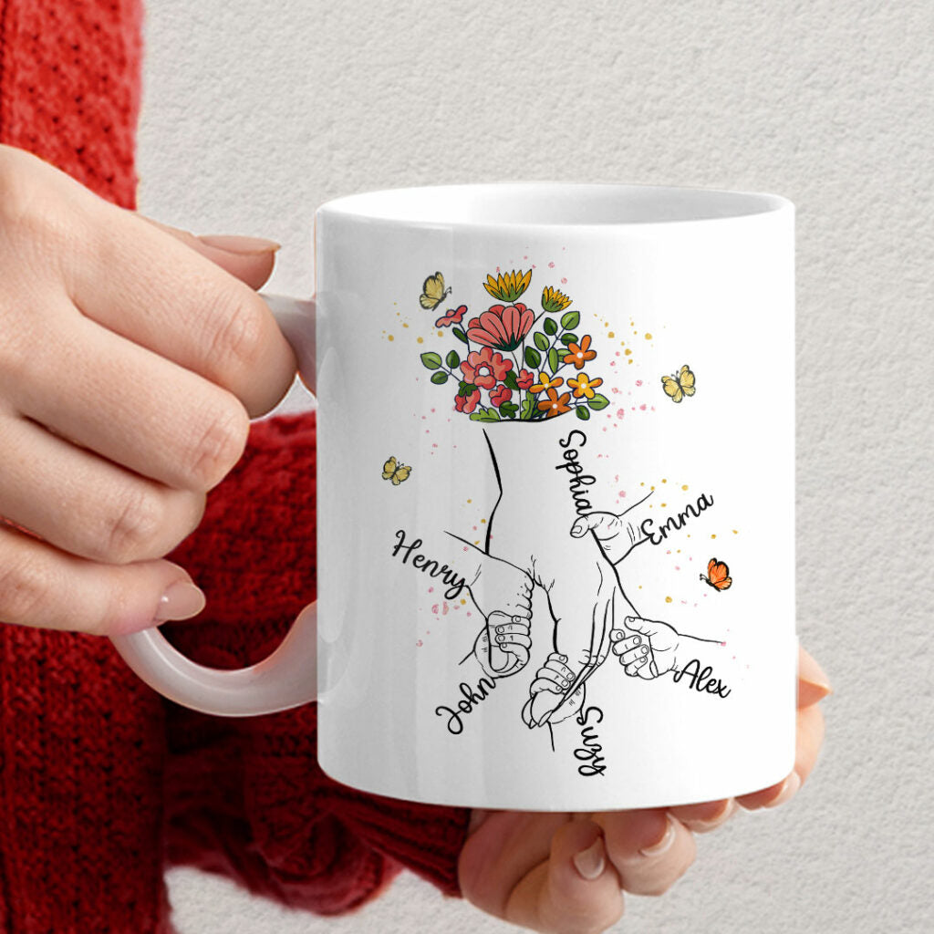 Mom Holding Hands Personalized Mug