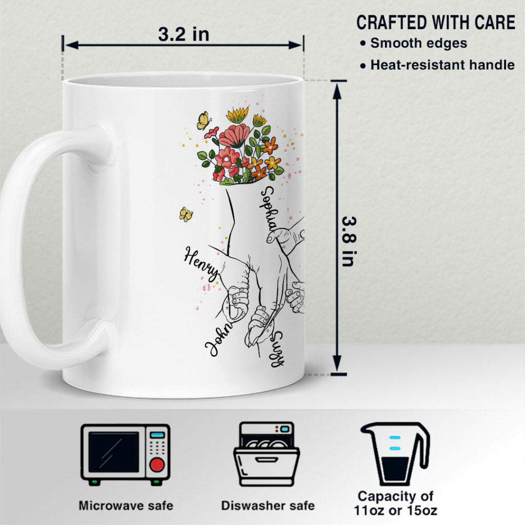 Mom Holding Hands Personalized Mug