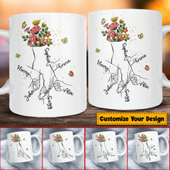Mom Holding Hands Personalized Mug