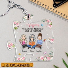 Mom You Are The Piece That Hold Us Together Personalized Keychain
