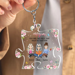 Mom You Are The Piece That Hold Us Together Personalized Keychain