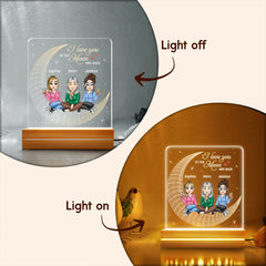 Mom & Daughter Love You To Moon And Back Personalized LED Night Light
