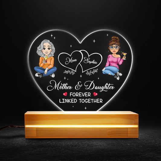 Mother And Daughter Forever Linked Together Acrylic LED Night Light