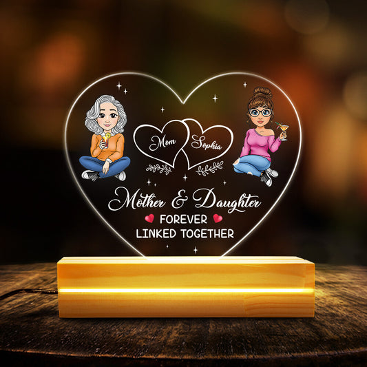 Mother And Daughter Forever Linked Together Acrylic LED Night Light