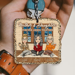 Mother And Daughter Forever Linked Together Personalized Keychain