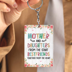 Mother And Daughters Best Friends From Heart Personalized Keychain
