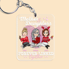 Mother & Daughter Forever Linked Together Personalized Keychain