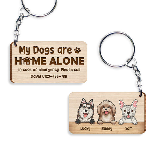 My Dogs Are Home Alone Personalized Keychain For Dog Lover