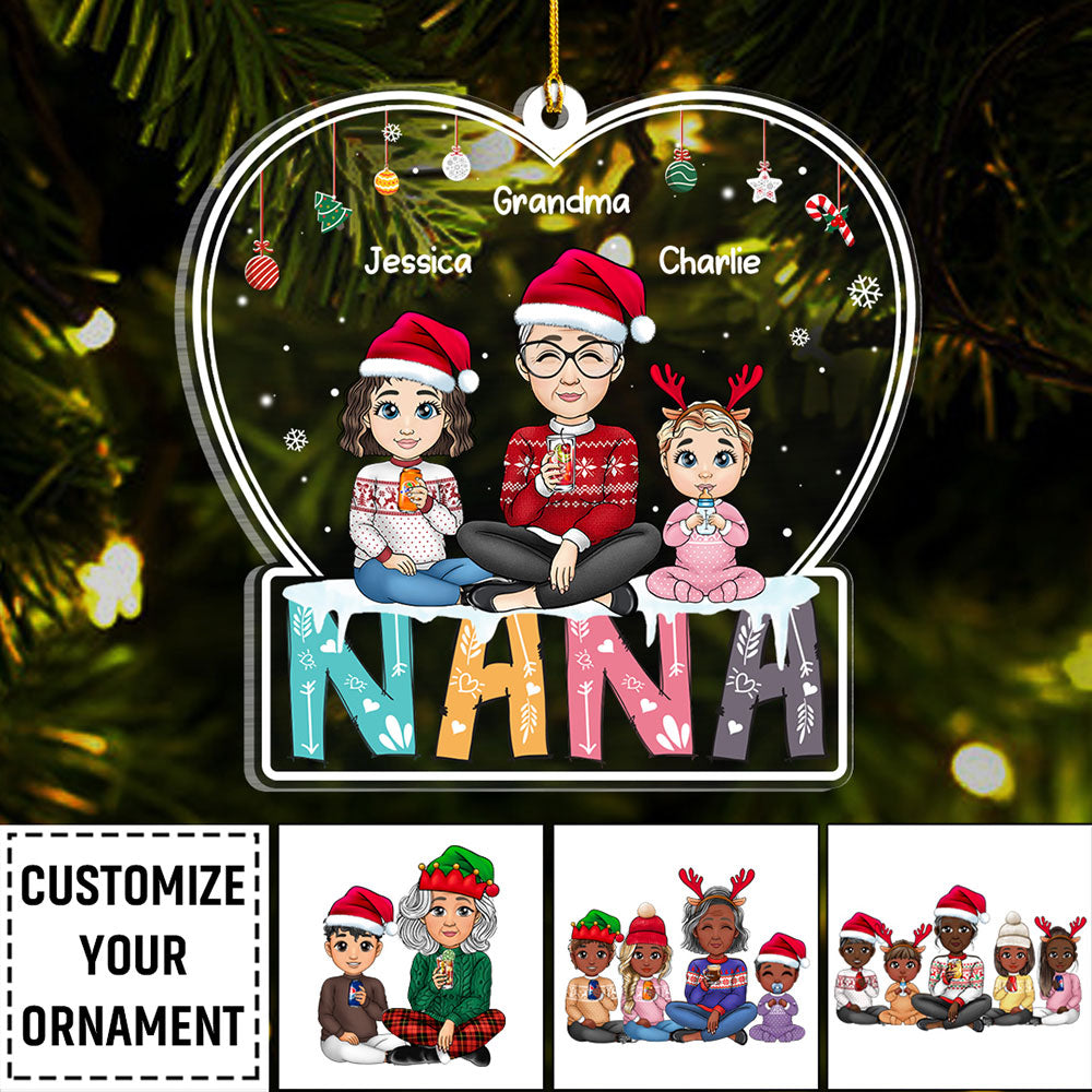 Nana And Grandchildren Personalized Christmas Ornament