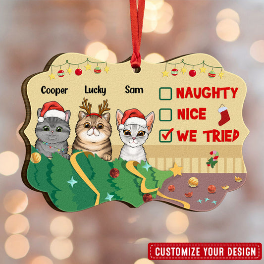 Naughty Nice I Tried Personalized Ornament For Cat Lover