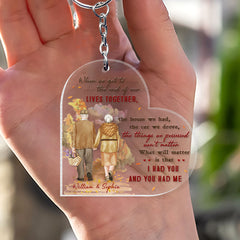 Old Couple When We Get To The End Personalized Anniversary Keychain