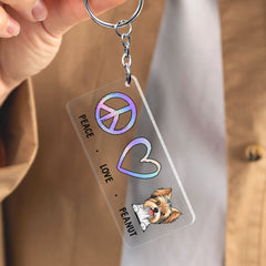 Peace Love Dog Personalized Keychain For Pet Lover