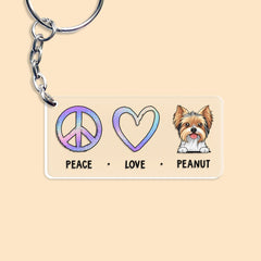 Peace Love Dog Personalized Keychain For Pet Lover
