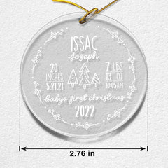 Personalized Acrylic Baby Ornament Newborn Stats Ornament