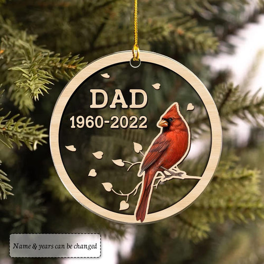 Personalized Acrylic Cardinal Memorial Ornament Dad Memory