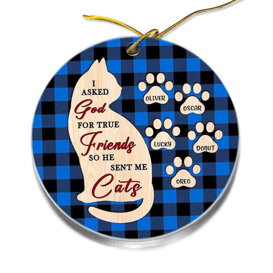Personalized Acrylic Cat Christmas Ornament Paw Prints