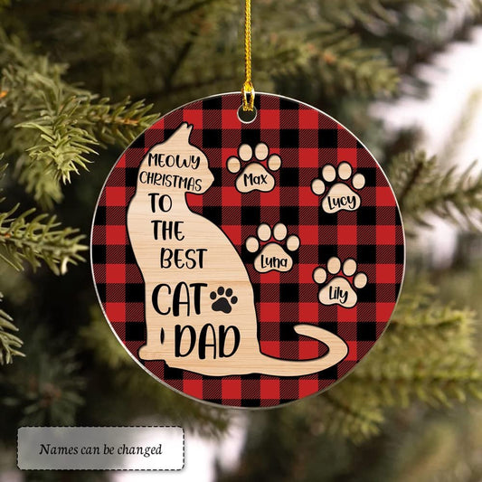 Personalized Acrylic Cat Dad Ornament Custom Pawprints