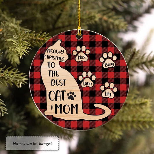 Personalized Acrylic Cat Mom Ornament Custom Pawprints