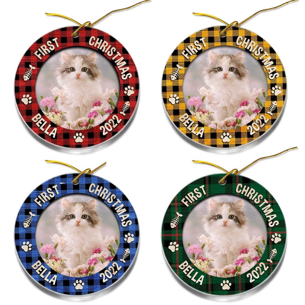 Personalized Acrylic Cat Ornament First Christmas