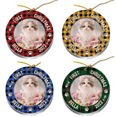 Personalized Acrylic Cat Ornament First Christmas