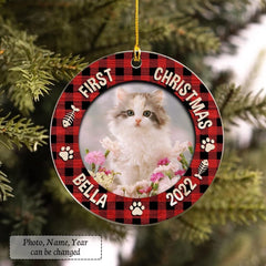 Personalized Acrylic Cat Ornament First Christmas