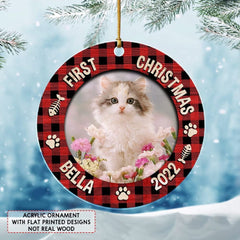 Personalized Acrylic Cat Ornament First Christmas