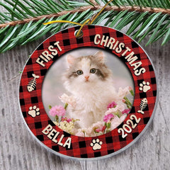 Personalized Acrylic Cat Ornament First Christmas