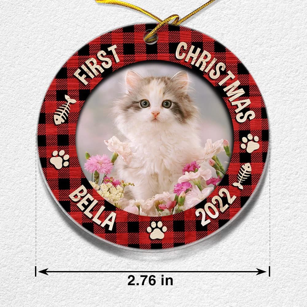 Personalized Acrylic Cat Ornament First Christmas