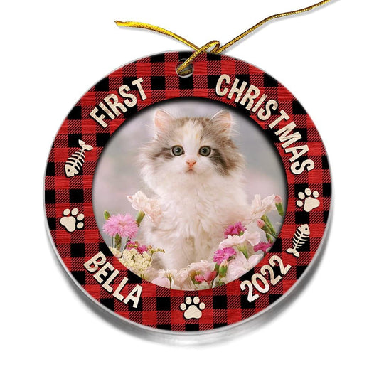 Personalized Acrylic Cat Ornament First Christmas
