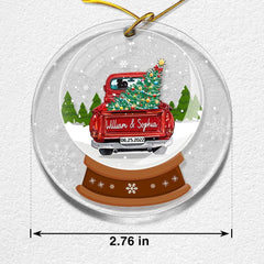 Personalized Acrylic Couple Ornament Christmas Red Truck