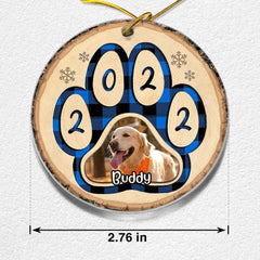Personalized Acrylic Dog Ornament Cute Pawprint