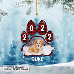 Personalized Acrylic Dog Ornaments Custom Dog Photo Pawprint