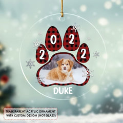 Personalized Acrylic Dog Ornaments Custom Dog Photo Pawprint