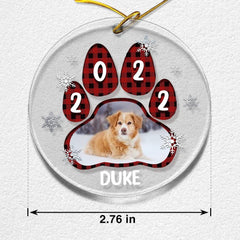 Personalized Acrylic Dog Ornaments Custom Dog Photo Pawprint
