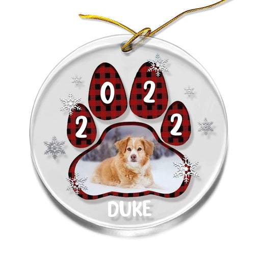 Personalized Acrylic Dog Ornaments Custom Dog Photo Pawprint