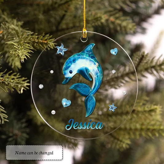Personalized Acrylic Dolphin Ornament Jewelry Style