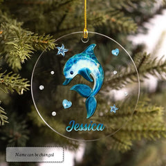 Personalized Acrylic Dolphin Ornament Jewelry Style