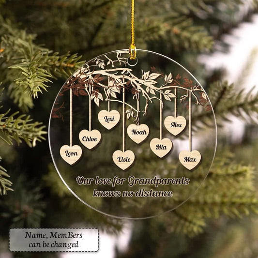 Personalized Acrylic Family Grandparents and Grandkids Ornament